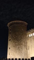 Night view of Maschio Angioino bastion in Naples