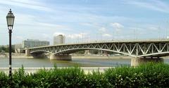 Petőfi Bridge in Budapest spanning over the Danube River on a sunny day