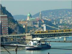 Petőfi Bridge Buda bridgehead with Buda Royal Palace in the background