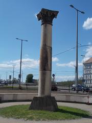 Remains of Hungarian National Theatre column at Boráros Square, Budapest