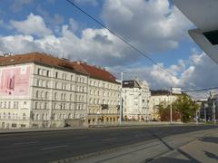 Boráros tér 1-4 in Budapest seen from Petőfi Bridge