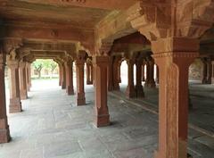 tomb with geometrical and floral carved pillars