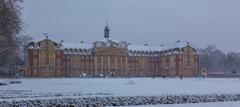 Snow-covered Fürstbischöfliches Schloss Münster, part of the University of Münster