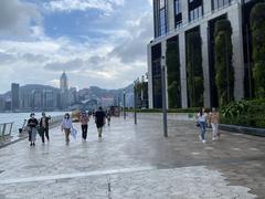 Avenue of Stars in Tsim Sha Tsui with Victoria Harbour in the background