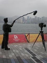 statue of a boom operator on the Avenue of Stars in Hong Kong