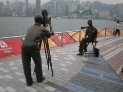 Statue of a cameraman and director on the Avenue of Stars in Hong Kong