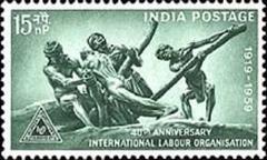 1959 stamp of India commemorating the 40th Anniversary of the International Labour Organization