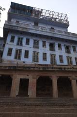 Ancient cityscape of Varanasi with reflective Ganges river