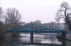 Tumski Bridge in Wrocław Poland with a view of the Młyńska Tower