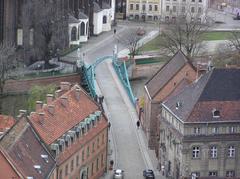 Most Tumski bridge with cathedral and blue sky