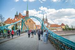 Most Tumski bridge with a view of Tumski Island in Poland