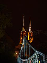 Most Tumski with a view of the Cathedral in Wrocław