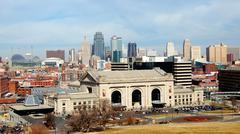 Kansas City Union Station with Kansas City skyline in the background