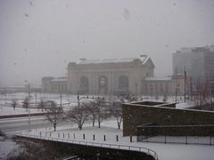 Kansas City's Union Station during snowfall