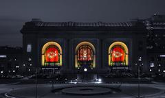 Kansas City Chiefs decorations at Union Station during 2022 playoffs