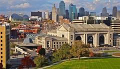 Kansas City skyline with modern and historic buildings