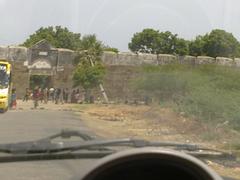 view of Vattakottai Fort with Tata Nano car in the foreground