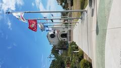 Veterans Museum and Memorial Center with American flags