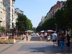 street view of Sofia, Bulgaria with Alexander Nevsky Cathedral in the background