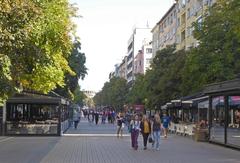 Boulevard Vitosha with people walking and modern buildings