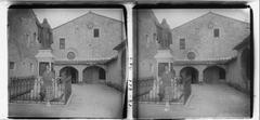 View of a small church in Assisi and portrait of a young lady