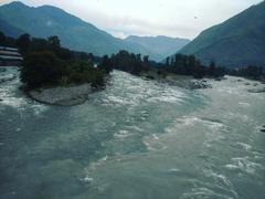 intersection of Beas and Harla rivers with distinct water colors near Bhuntar