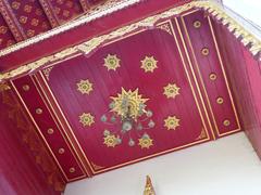 Ceiling detail of the north entrance porch at Wat Buddhapadipa Temple Wimbledon