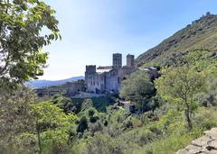 Kloster Sant Pere de Rodes and Castell de Sant Salvador de Verdera in Cap de Creus natural park, Catalonia, Spain