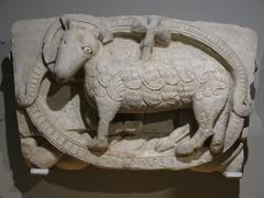 Agnus Dei sculpture by Mestre de Cabestany from Sant Pere de Rodes, displayed in Museu Frederic Marès, Barcelona