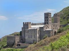 Sant Pere de Rodes Monastery in Spain, showing its Romanesque bell tower and defense tower