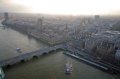 View from London Eye towards Palace of Westminster