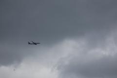 Aircraft above Westminster Pier in London