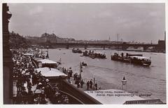 Thames Naval pageant 1909 scene from Westminster