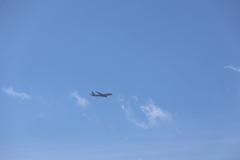 Aircraft above Westminster Pier in London