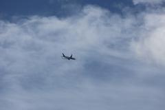 Aircraft above Westminster Pier in London