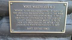 Label on the Windy Warden Cabin at the Whyte Museum Property