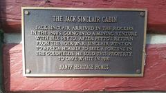 Label on the Jack Sinclair Cabin at Whyte Museum