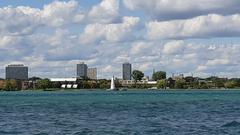 Lighthouse on the Detroit River at sunset