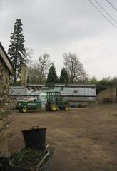 Garden tractor at Wimpole Hall in a grassy area