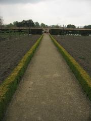 Wimpole Hall walled garden path with central feature