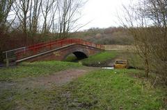 Footbridge and ford across the Bourn Brook in Woodgate Valley Country Park