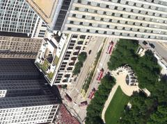 Chicago Blackhawks parade with fans celebrating Stanley Cup win in downtown Chicago