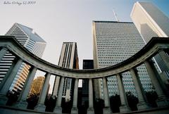 Millennium Monument at Wrigley Square with Smurfit Stone Building, One Prudential Plaza, and Aon Center in background