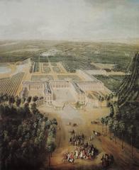 Painting of a young Louis XV walking near the Grand Trianon