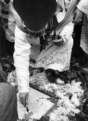 Cardinal Cerejeira setting the foundation stone of the Cristo-Rei Monument in Almada, Portugal, December 18, 1949