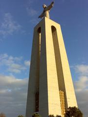 Cristo Rei monument side view in Almada, Portugal