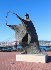 Virgin Mary Statue near Cristo Rei in Almada, Portugal