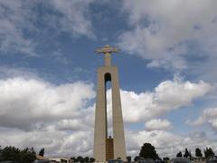 Statue of Cristo Rei in Lisbon with a blue sky background