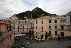 Amalfi coast with colorful buildings and clear blue water