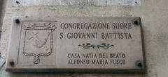 Stone plaque indicating the birthplace of Sant'Alfonso Maria Fusco in Angri, SA